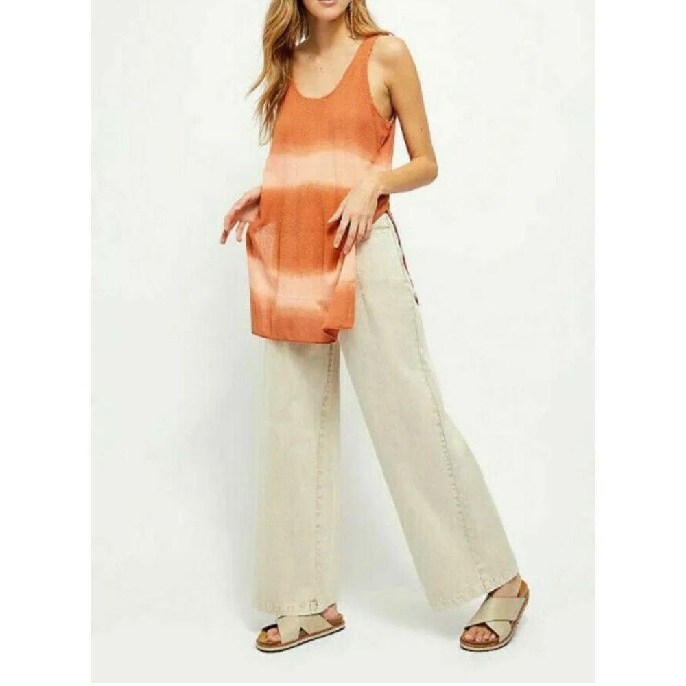 Free People Free People Joni Long Knit Tank Top In Citrus Sunset Combo  Size Lar